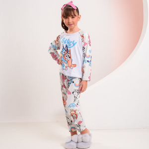Pijama De Frio Infantil Feminino Bluey Amável Moda íntima