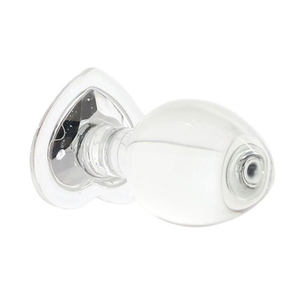 Plug Anal De Vidro Médio Com Pedra Brilhante Formato Coração