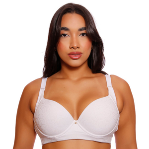 Sutiã Meia Taça Plus Size Redutor Em Jackard Com Bojo E Aro Nayane