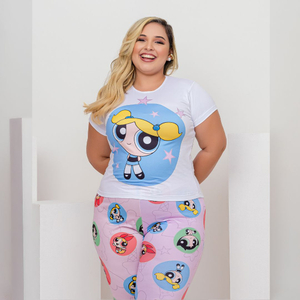 Pijama Sonho Plus Size Com Calça E Camiseta Lindinha Amável
