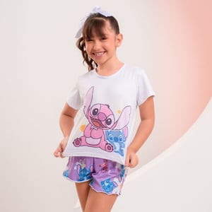 Pijama Conforto Infantil Stitch E Angel Amável Moda íntima