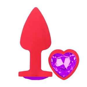 Plug Anal Aveludado Vermelho Com Pedra Formato De Coração Delicious