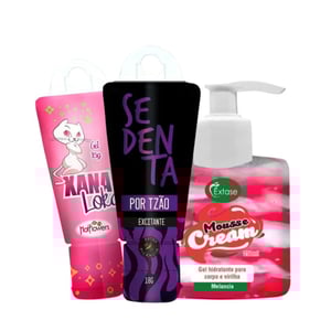 Kit Com Gel Xana Loka Gel Sedenta Por Tzão E Gel Hidratante Mousse Cream Melancia