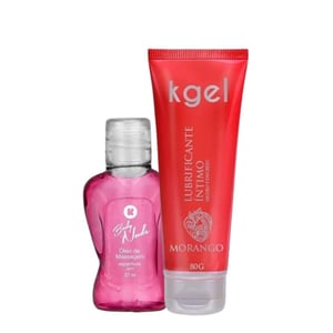 Kit Com óleo De Massagem Espanhola Hot E Lubrificante íntimo Morango K-gel