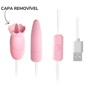 Cápsula Vibratória Dupla Com Capa E Língua Estimuladora 12 Modos De Vibração Lilo