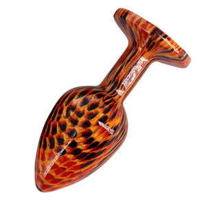Plug Anal De Luxo Animal Print Em Acrílico Com Pedra Na Base