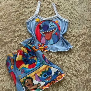 Baby Doll Estampado Personagem Lilo & Stitch Bill Pijamas