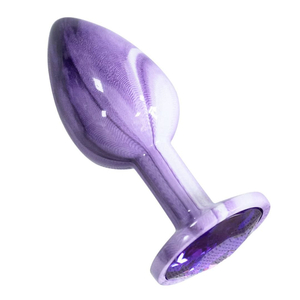 Plug Anal De Luxo Marbled Pequeno Em Acrílico Com Pedra Na Base