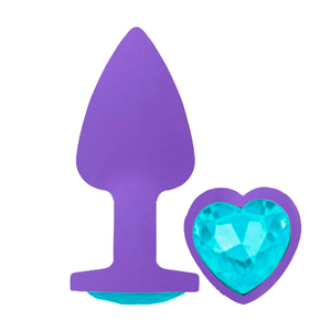 Plug Anal Aveludado Roxo Com Pedra Formato De Coração Delicious