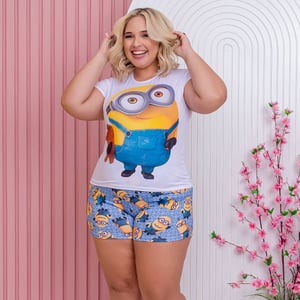 Short Doll Conforto Plus Size Minions Amável Moda íntima