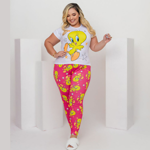 Pijama Sonho Plus Size Com Calça E Camiseta Piu Piu Amável