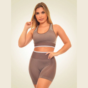 Conjunto Fitness Empina Bumbum Com Short Cintura Alta E Top Com Bojo