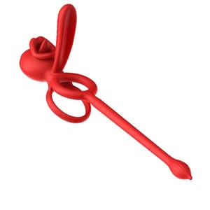 Anel Peniano Duplo Lip Ring Com Língua Estimuladora E Plug Anal 9 Vibrações