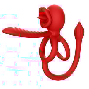 Anel Peniano Duplo Lip Ring Com Língua Estimuladora E Plug Anal 9 Vibrações