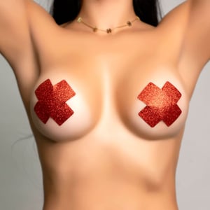 Par De Tapa Mamilo Em Formato De X Brilhante Yaffa Lingerie