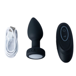 Plug Anal Em Silicone Com Led 10 Modos De Vibração E Rotação