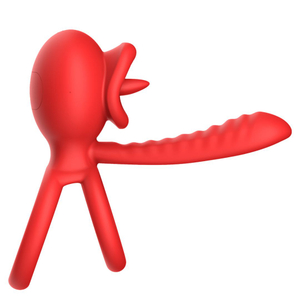 Anel Peniano Duplo Lip Ring Com Língua Estimuladora E Penetrador 9 Vibrações