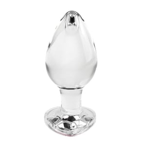 Plug Anal De Vidro Grande Com Pedra Brilhante Formato Coração
