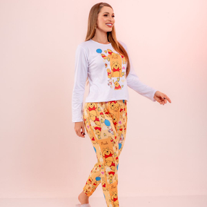 Pijama De Frio Com Calça E Camisa Manga Longa Ursinho Pooh Amável