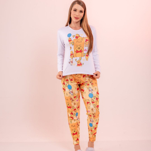 Pijama De Frio Com Calça E Camisa Manga Longa Ursinho Pooh Amável