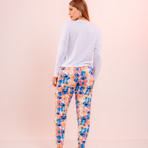 Pijama De Frio Com Calça E Camisa Manga Longa Stitch Feliz Amável