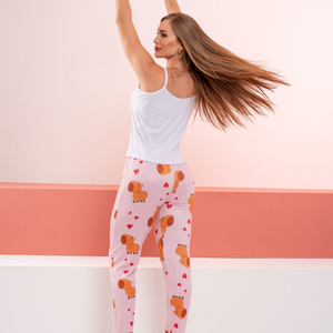 Pijama Feminino Calça E Blusa De Alça Capivara Amável