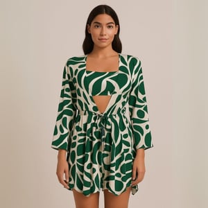 Saída De Praia Com Ponta Estampa Natureza Linha Premium Hangar 