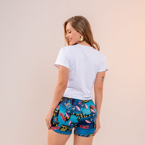 Short Doll Estampado Stitch Batman Amável 