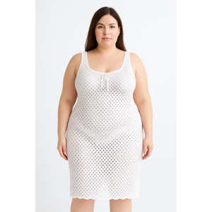 Saída De Praia Vestido Plus Size Em Tricot Coleção Reveillon