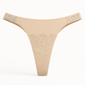 Calcinha Fio Dental Love Corte A Laser Com Detalhe Em Renda