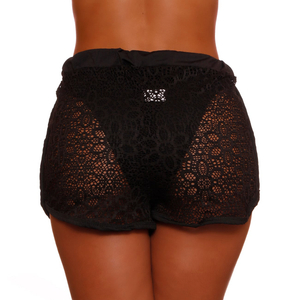 Saída De Praia Shortinho Renda Flor Coleção Reveillon