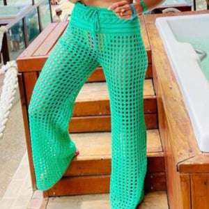 Saída De Praia Calça Em Tricot Coleção Reveillon