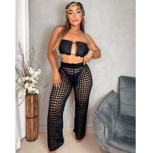 Saída De Praia Calça Em Tricot Coleção Reveillon