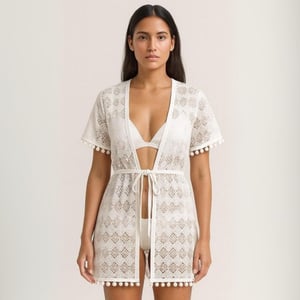 Saída De Praia Pompom Linha Premium Hangar Lingerie