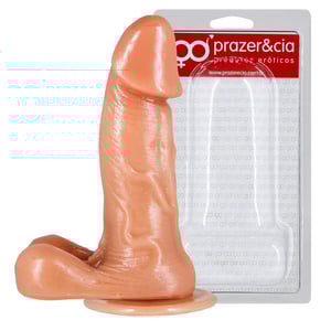 Prótese Com Escroto E Ventosa 16,3 X 4,2cm Prazer & Cia