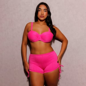 Conjunto Biquíni Meia Taça Com Shortinho Puxe Linha Premium