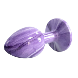 Plug Anal De Luxo Marbled Pequeno Em Acrílico Com Pedra Na Base