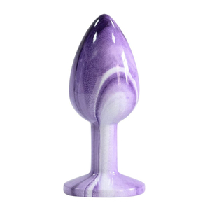 Plug Anal De Luxo Marbled Pequeno Em Acrílico Com Pedra Na Base