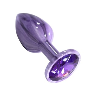 Plug Anal De Luxo Marbled Pequeno Em Acrílico Com Pedra Na Base