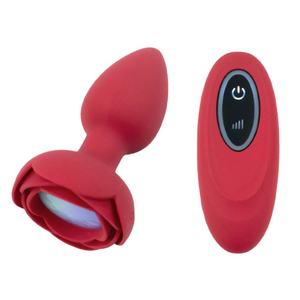 Plug Anal De Silicone Formato De Flor Com Led 10 Modos De Vibração