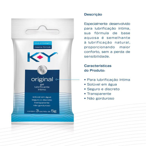 K-y Original Lubrificante íntimo Sachê Com 3unidades 5g Ky