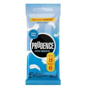 Preservativo Ultra Sensível Leve 8 Pague 6 Unidades Prudence