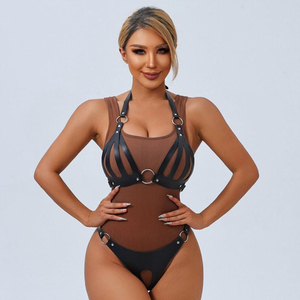 Conjunto Sutiã E Calcinha De Bondage Em Couro Vibe Toys