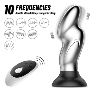 Plug Anal Fingertip Metal Com Ventosa Recarregável Com 10 Modos De Vibração Vibe Toys