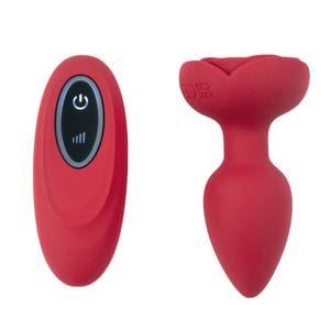 Plug Anal De Silicone Formato De Flor Com Led 10 Modos De Vibração