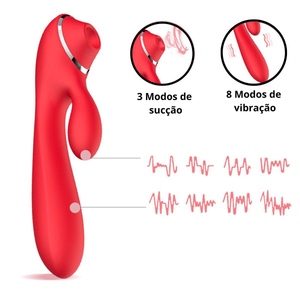 Vibrador Sharp Com Sugador E Estimulador De Clitóris 8 Vibrações