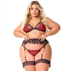 Conjunto Beijo Safado Plus Size Coleção Kisses Tallyta Moda Apimentada