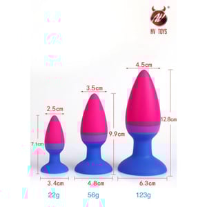 Kit Plug Anal De Silicone Com Ventosa Nv Toys