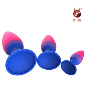 Kit Plug Anal De Silicone Com Ventosa Nv Toys