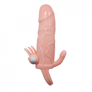 Capa Peniana Com Extensor De 4cm E Anel Para Escroto Com Estimulador E Capsula Vibratória